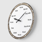 Writer's Clock - Writing Job Fun Faux Brown Wood Grote Klok (Hoek)