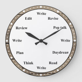 Writer's Clock - Writing Job Fun Faux Brown Wood Grote Klok