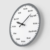 Writer's Clock - Writing Job Fun Grey Wall Clock Grote Klok (Hoek)