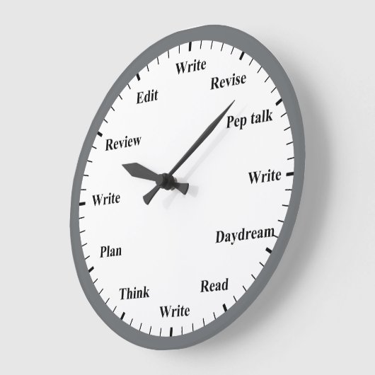Writer's Clock - Writing Job Fun Grey Wall Clock Grote Klok (Hoek)