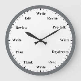 Writer's Clock - Writing Job Fun Grey Wall Clock Grote Klok