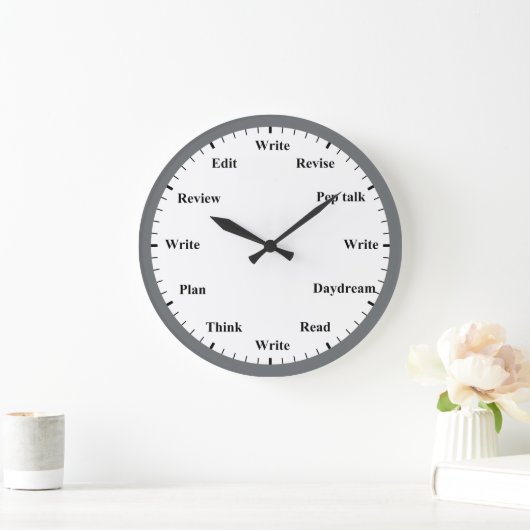 Writer's Clock - Writing Job Fun Grey Wall Clock Grote Klok (Huis)
