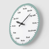 Writer's Clock - Writing Job Fun Mint Blue Clock Grote Klok (Hoek)