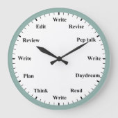 Writer's Clock - Writing Job Fun Mint Blue Clock Grote Klok (Voorkant)