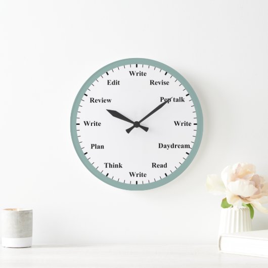 Writer's Clock - Writing Job Fun Mint Blue Clock Grote Klok (Huis)