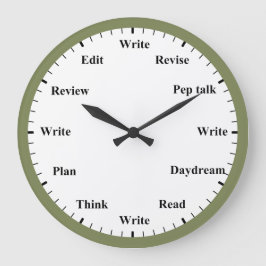 Writer's Clock - Writing Job Fun Olive Green Clock Grote Klok