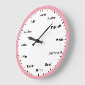 Writer's Clock - Writing Job Fun Pink Wall Clock Grote Klok (Hoek)