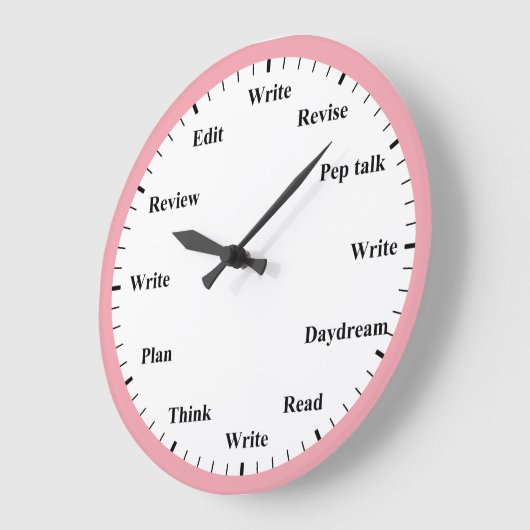 Writer's Clock - Writing Job Fun Pink Wall Clock Grote Klok (Hoek)