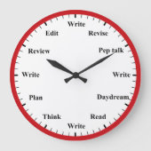 Writer's Clock - Writing Job Fun Red Wall Clock Grote Klok (Voorkant)