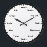Writer's Clock - Writing Job Fun Wall Clock Grote Klok<br><div class="desc">"writer writing process method",  "gifts for writers authors",  "fun author novelist gift",  "humorous funny writer's humor",  "professional creative novelists write",  "edit revise review plan",  "think read profession joke",  "job career work office",  "publishing publisher reporter journalist"</div>