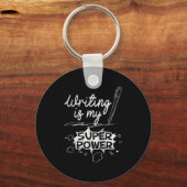 Writing Is My Superwer Superhero Writers And Aus Q Sleutelhanger (Voorkant)