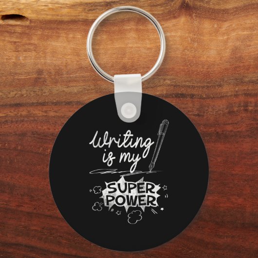 Writing Is My Superwer Superhero Writers And Aus Q Sleutelhanger (Voorkant)