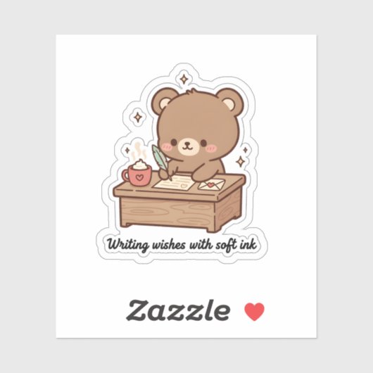 Writing Wishes with Soft Ink | Cute Bear Writing  Sticker (Vel)