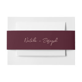 Written Deep Burgundy Retro Whimsical Wedding Uitnodigingen Wikkel