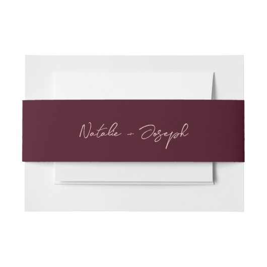  Written Deep Burgundy Retro Whimsical Wedding Uitnodigingen Wikkel (Voorkant Voorbeeld)