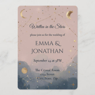 Written in the Stars Boho Celestial Wedding Kaart