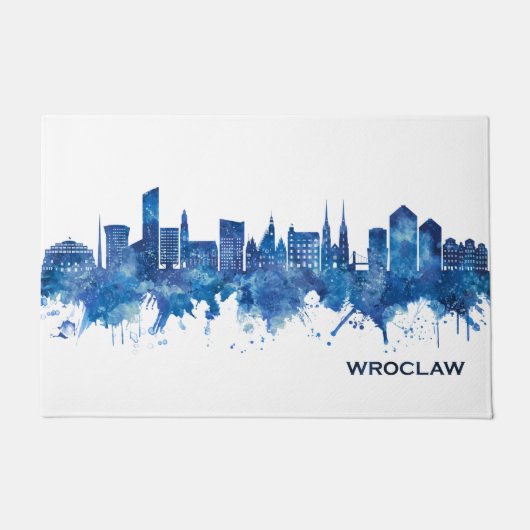 Wroclaw Poland Skyline Blue Deurmat (Voorkant)