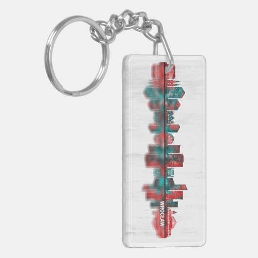 Wrocław Poland Skyline Sleutelhanger (Voorkant Links)