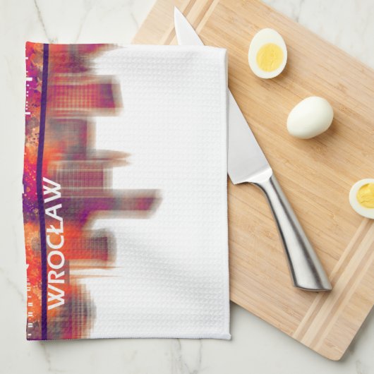 Wroclaw Poland Skyline Theedoek (Quarter Fold)