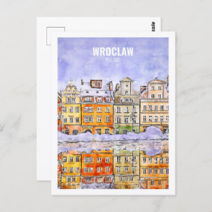 Wroclaw Polen Beroemde Reizen Waterverf Sketch Briefkaart