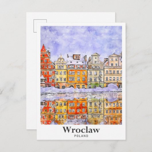 Wroclaw Polen Reizen Waterverf Schets Hand geteken Briefkaart (Voorkant / Achterkant)