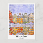 Wroclaw Polen Reizen Waterverf Schets Hand geteken Briefkaart (Voorkant)
