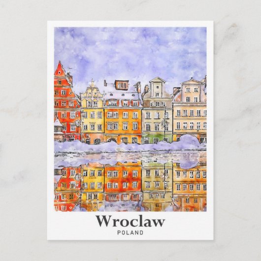Wroclaw Polen Reizen Waterverf Schets Hand geteken Briefkaart (Voorkant)