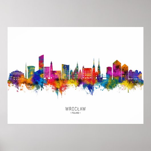 Wroclaw Polen Silhouet Poster (Voorkant)