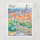 Wroclaw Polen vintage reizen waterverf Briefkaart (Voorkant)