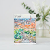 Wroclaw Polen vintage reizen waterverf Briefkaart (Staand voorkant)