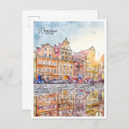 Wroclaw Polen vintage reizen waterverf Briefkaart