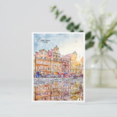 Wroclaw Polen vintage reizen waterverf Briefkaart (Staand voorkant)