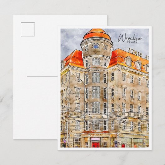 Wroclaw Polen vintage reizen waterverf Briefkaart (Voorkant / Achterkant)