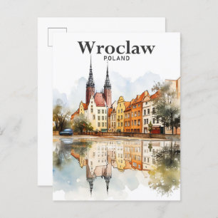 Wroclaw Polen Waterverf Schilderen Reizen Briefkaart