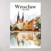 Wroclaw Polen Waterverf Schilderen Reizen Poster (Voorkant)