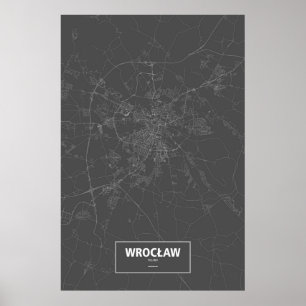 Wrocław, Polen (wit op zwart) Poster