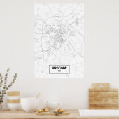 Wrocław, Polen (zwart op wit) Poster (Keuken)