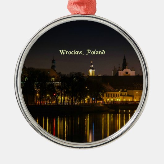 Wroclaw, Poolse cityscape-foto, schemerlicht, Metalen Ornament (Voorkant)