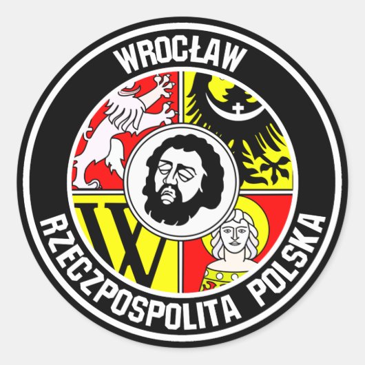Wrocław Round Emblem Ronde Sticker (Voorkant)
