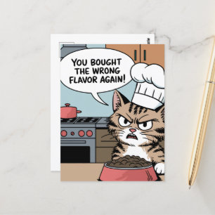 Wrong Flavor Cat Food Cartoon Briefkaart