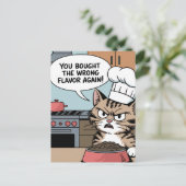 Wrong Flavor Cat Food Cartoon Briefkaart (Staand voorkant)