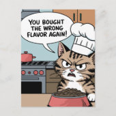 Wrong Flavor Cat Food Cartoon Briefkaart (Voorkant)