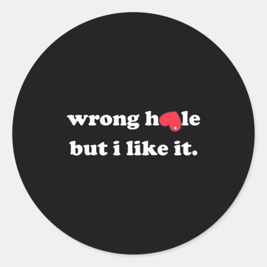Wrong Hole But I Like It Funny Quote Meme  Ronde Sticker (Voorkant)