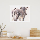 "Wrong Way" Zebra Wildlife Waterverf Poster (Keuken)
