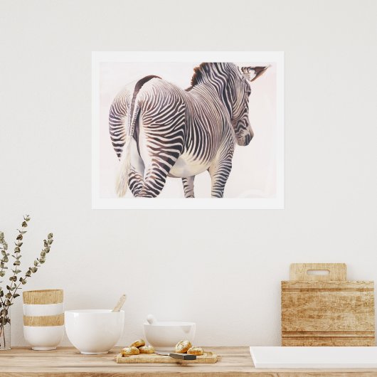 "Wrong Way" Zebra Wildlife Waterverf Poster (Keuken)