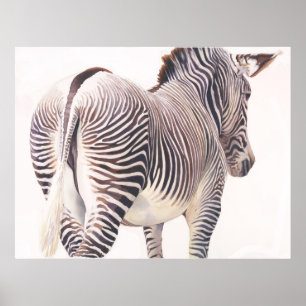 "Wrong Way" Zebra Wildlife Waterverf Poster