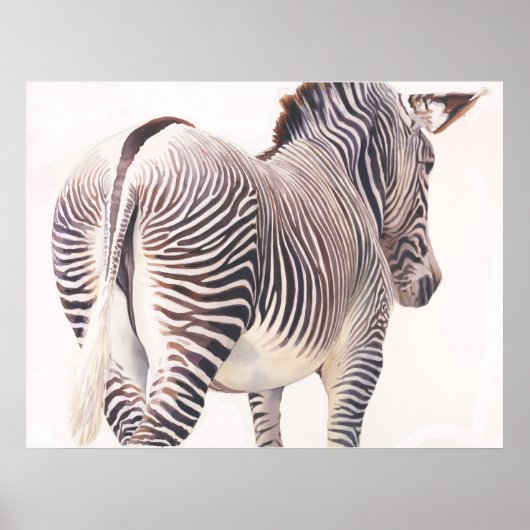 "Wrong Way" Zebra Wildlife Waterverf Poster (Voorkant)