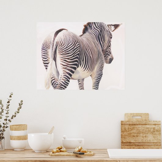 "Wrong Way" Zebra Wildlife Waterverf Poster (Keuken)