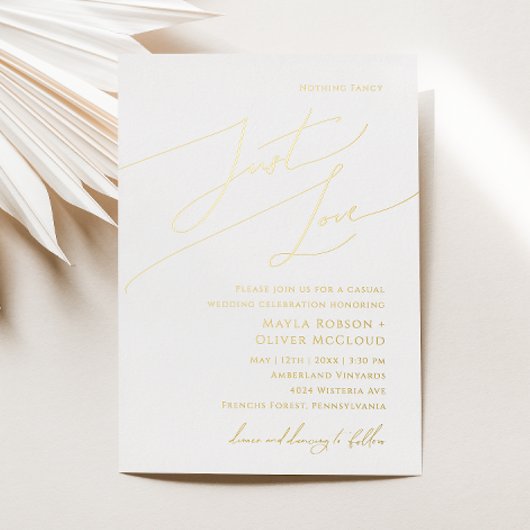 Wronkzinnig script niets Fancy gewoon liefdeshuwel Folie Uitnodiging