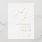 Wronkzinnig script niets Fancy gewoon liefdeshuwel Folie Uitnodiging (Voorkant)